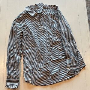 Banana Republic Black and White Vertical Stripe Button-Down Shirt